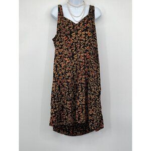 Fantastic Voyage XL Sleeveless Floral Print Beach Summer Dress Black & Orange